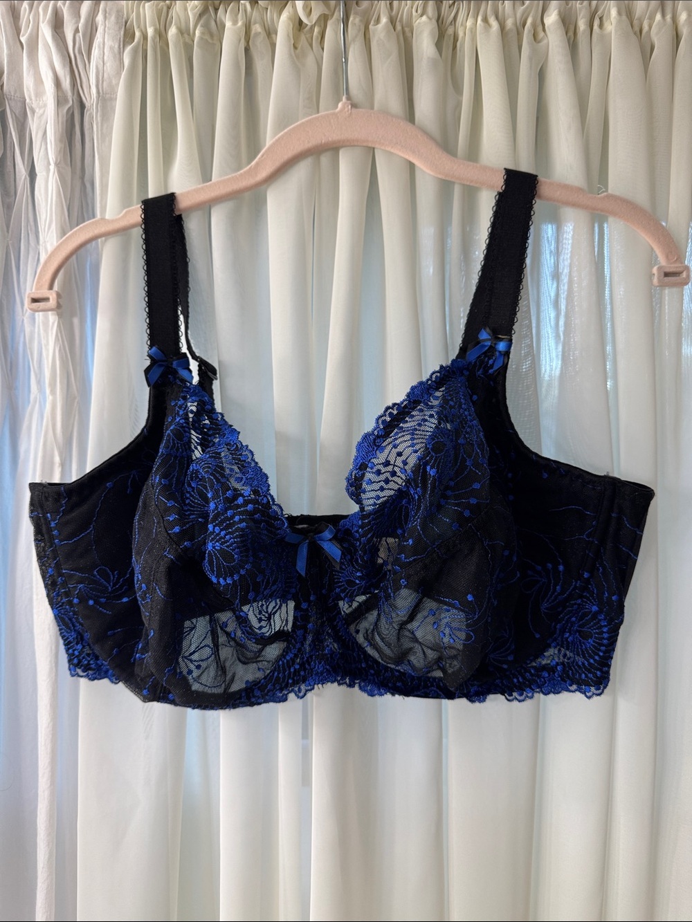 Fit Fully Yours Sheer Lace Underwire Bra in Black & Royal Blue 40G